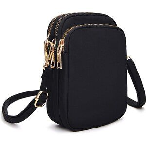 Women's Black 3 Small Crossbody Waterproof Nylon Purse Mini Shoulder Travel Bag